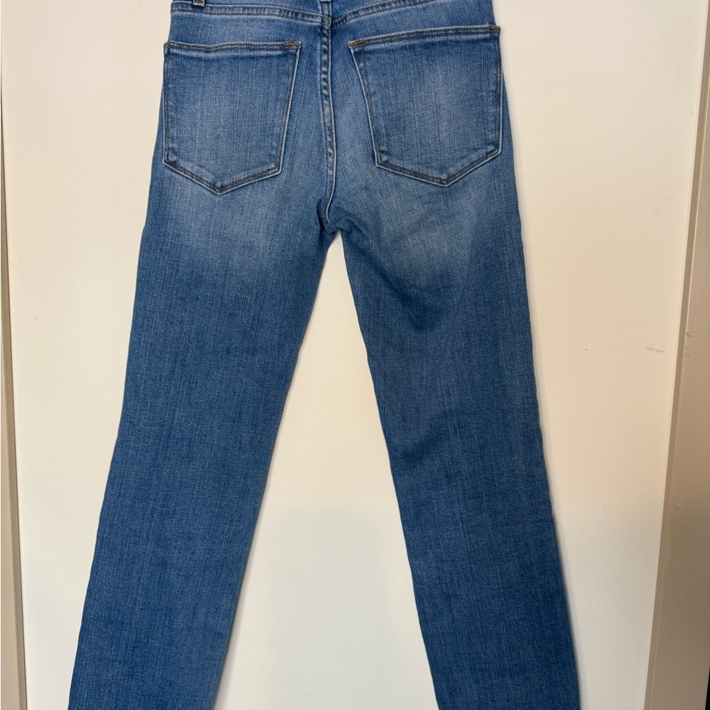 Frame Le High Straight Laskey Rips Distressed Denim Jeans Light Wash Size 23 - Picture 9 of 10
